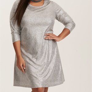 Torrid Silver Metallic Knit Dress NWOT